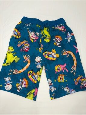 Nickelodeon Rugrats Teal Blue All-Over Cartoon Swim Shorts